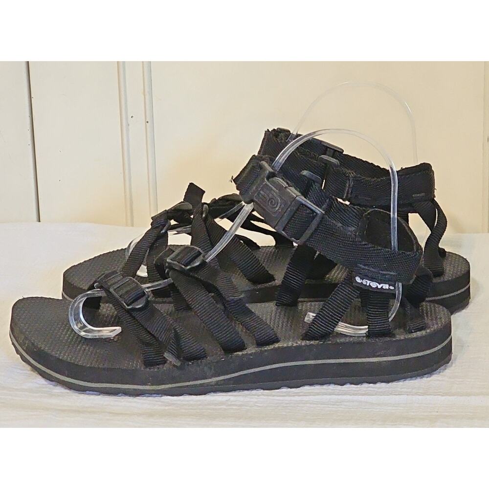 Vtg Teva Mens Alp Sports Strappy Sandals River Rubber Black Sz 9 Buckle